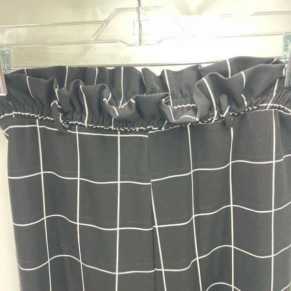 Day & Night paper bag waist Pull On Pants Windowpane Stretch Black White Small - Picture 8 of 9